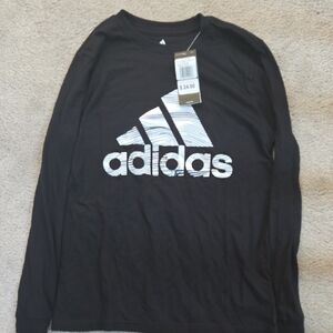 Adidas Boys Black Tee with White Graphic